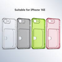 Étui de luxe souple pour cartes et téléphone portable transparent pour iPhone 16 E 15 14 13 12 11 16 Pro Max Mini 17 8 Plus SE – Coque de protection transparente