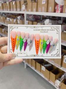 圣诞魅力细高跟鞋新闻 | 血红色超长胶水指甲 | 新年庆典10pcs套 - Product Image 5