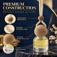 Diffuseur de parfum suspendu pour voiture, décoration intérieure, diffuseur en verre, bouchon en bois, pendentif personnalisé, fourniture en gros OEM ODM pour véhicules