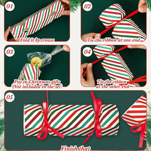 Garis-garis desain kepingan salju permen natal merah pita suguhan permen coklat pesta kebaikan kue kotak kue kering - Product Image 3