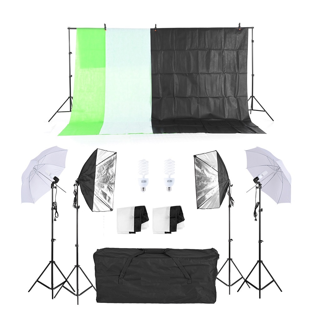 Kit Studio Photo Zingbabu - Softbox 50x70cm, Fond 2x3m, Toile 1.8x2.8m, Réflecteur 5 En 1