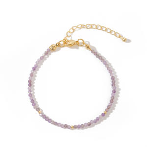 Piedra Natural Bohemia, 2mm, 3mm, 4mm, cuentas facetadas, pulsera de piedra de cristal de acero inoxidable dorado, pulsera de piedras preciosas de amatista para mujer - Product Image 3