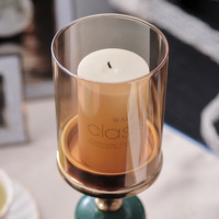 Support de bougie moderne en métal doré et vert, avec abat-jour en verre, pour centre de table de mariage, chandelier pour événements et banquets