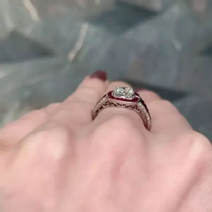 Anello con Cristalli Rossi Rubino per Donne, Elegante Accessorio di Moda per Feste e Uso Quotidiano - Product Image 3