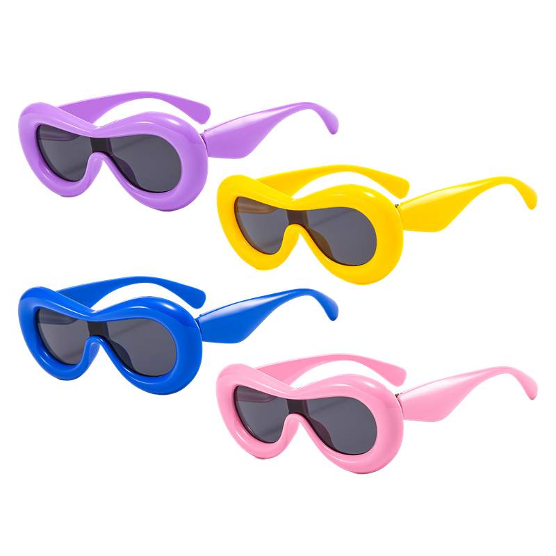 Retro Oval Sunglasses Chunky Thick Frame UV Protection Y2k Trendy Shades Retro Oval Sunglasses for Women 90s Round Chic UV400  main image 3
