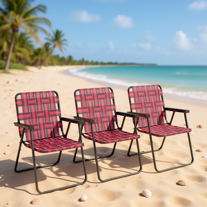 Chaise de plage pliable Db avec cadre en aluminium, tissu Oxford, ensemble de 4 chaises pour le camping et la pêche en plein air - Product Image 2