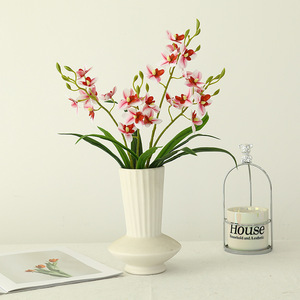 Orchidée Cymbidium Artificielle à Branche Unique en Polyester Souple, Haute Simulation, Décoration d'Intérieur - Product Image 1