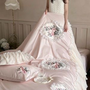 Thiết kế mới tấm ga trải giường Duvet xấu tấm thiết lập dài STAPLE bông thêu nhà <span class=keywords><strong>Comforter</strong></span> Bộ Vua Kích thước sang trọng bộ đồ giường - Product Image 6