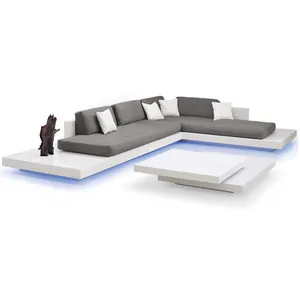 New style all weather durable outdoor furniture with LED lighting sofa set sectional patio outdoor fiberglass sofa