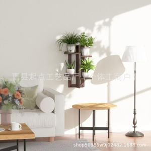 Étagère de rangement simple en bois pour la maison, décoration murale intérieure, support mural en bois massif pour plantes d'intérieur - Product Image 2