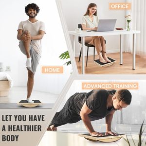 Planche de bois d'équilibre portable pour adultes planche oscillante antidérapante 350LBS pour équipement de physiothérapie planche inclinée en bois - Product Image 5