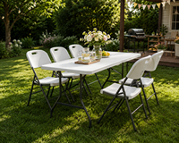 Table pliante rectangulaire blanche HOMFUL en gros pour la restauration, les banquets, les pique-niques, table pliable en plastique, table d'extérieur