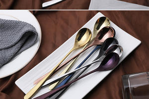 NEWELL Cuillère à remuer à glace colorée à long manche en acier inoxydable Miroir en métal Cuillères à café thé Dessert - Product Image 4