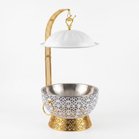 Moderne Hohlform-Design Runde Weiße Chafing Dishes Kommerzieller Speisenwärmer für Restaurant- und Hotelbedarf
