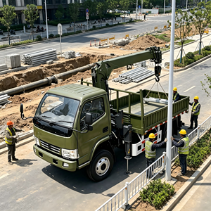 เครนติดรถกระบะ 3 ตัน 4 ล้อ ได้รับการรับรองมาตรฐาน CE จากโรงงานโดยตรง สำหรับติดตั้งไฟถนนในเขตเทศบาล มีตัวเลือกความจุหลายระดับ 3 - Product Image 1