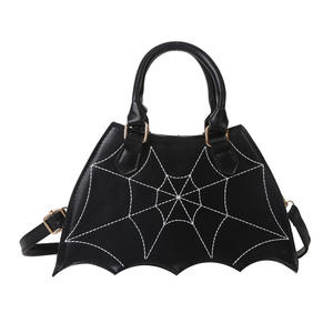 Nouvel Arrivage Sacs à Main et Sacs Bandoulière Unisexe de Créateur de Mode Gothique en PU Imperméable avec Broderie et Fermeture Éclair, Nouveauté Halloween Motif Araignée - Product Image 6