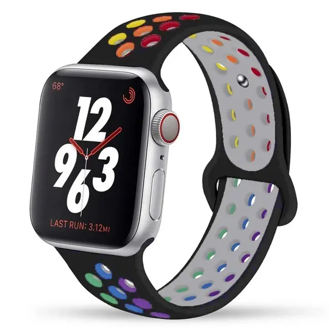 Silicone Strap For Apple Watch Band 44mm 40mm 42mm 38mm 40 44 Mm Breathable  Bracelet Correa Iwatch Serie 3 6 5 4 Se 7 45mm 41mm - Buy Silicone Strap  For Apple