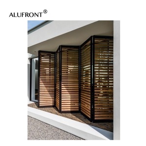 Puerta de persiana de patio corredera de aluminio Guangzhou, puerta de persiana fija de estilo europeo, vidrio aislante de alta calidad a prueba de agua - Product Image 4