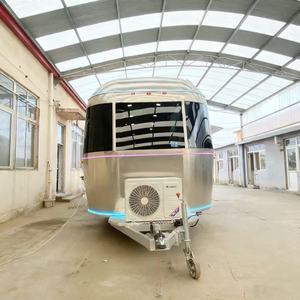 Vintage Mobile Stainless Steel Aluminum Food Trailer 4-<b>Wheel</b> Fast Food Truck Double Water Sinks Multifunctional Snack Food Chips - Product Image 3