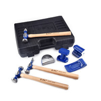 WEIDA Ensemble professionnel de 7 marteaux et de 7 dôles pour carrosserie automobile avec manche en bois de hickory pour kit d'outils de réparation de tôles de voiture