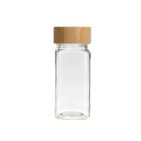 Bouteille d'épice carrée en verre transparent personnalisé de 4 oz 125ml avec bouchon à vis en bois de bambou bocaux vides pour assaisonnement