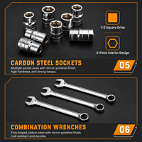 Ensemble de 46 outils de réparation automobile OEM de 1/4 pouce, comprenant des clés à cliquet, des rallonges et un coffret rigide