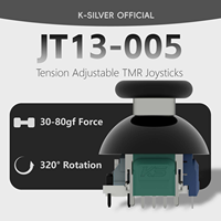 JT13 PRO K-silver JT13-005 TMR Joystick ABS avec amortissement réglable 30-80gf pour pièces de réparation PS4/PS5/Switch Pro