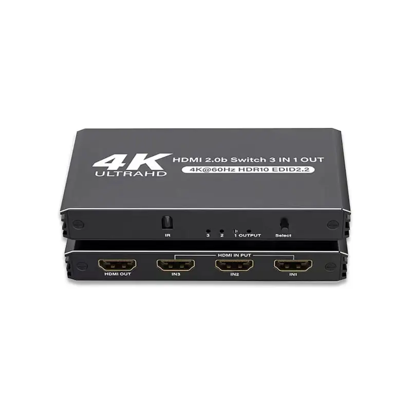 Justlink 3 Port HDMI Switch 4K60Hz RGB/YUV HDR HDMI2.0 Switcher 3X1 EDID2.2 no need power plug and play