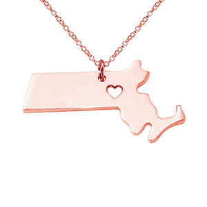 Massagettes State Ketting & Hangers Zilverkleurige Roestvrijstalen Kaart Charme Ketting Met Een Hart Sieraden - Product Image 3