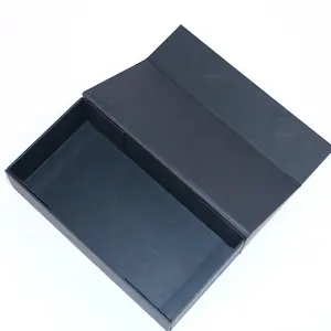 Caixa de papel para impressão de logotipo de luxo personalizado, caixa dobrável magnética preta, embalagem ecológica, caixa de presente