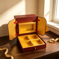 Boîte d'emballage personnalisée, boîtes cadeaux rigides multi-compartiments, 4 fentes, boîtes de rangement divisées en papier pour chocolat, cosmétiques, petits cadeaux