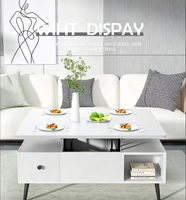 Table basse moderne multifonctionnelle en bois massif avec plateau en verre trempé, hauteur réglable, rangement intégré, couleur personnalisable pour salon