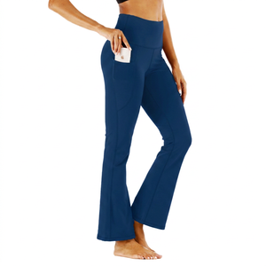 Custom Logo High Waist <b>Flared</b> Yoga Pants Breathable Spandex Nylon Women Gym <b>Leggings</b> Lightweight Active Wear Workout Dance Pants - Product Image 3