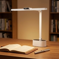 Lampe de table LED pliable à commande tactile, intensité réglable, 3 températures de couleur, protection des yeux, sans scintillement, chargement USB, horloge pour salle d'étude