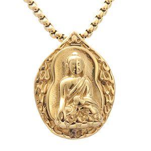 Pendentif Bouddha en acier inoxydable, forme goutte d'eau, charme religieux bouddhiste, bijou unisexe, cadeau 27082 - Product Image 1