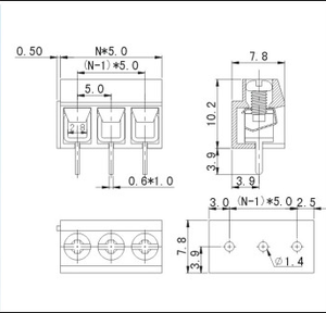 Nhỏ exuunn thiết bị điện tử 3 pins và 5.0 mét khoảng cách vít loại thiết bị đầu cuối khối kết nối EX126V-5.0 - Product Image 2