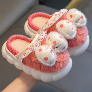 Zapatillas de algodón para niños de todas las edades de invierno, zapatos de felpa mullidos cálidos de princesa para niñas - Product Image 3