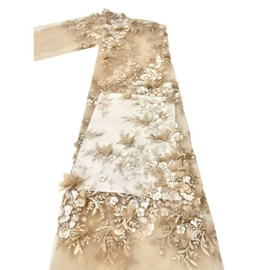 2025 dernière perle 3D stéréoscopique fleur paillettes tissu robe français haut de gamme tissu - Product Image 6