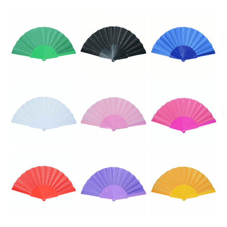 Bulk Wholesale Foldable Custom Printed Logo Plastic Nylon Folding Promotional Hand Fan