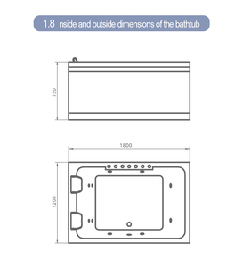 Led freestanding thiết kế 1.8m xoáy Spa bồn tắm bồn tắm 4 người Gối máy bay phản lực nước Hydro massage tắm - Product Image 4