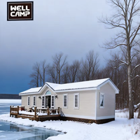 WELLCAMP Maison de montagne rustique en structure acier, Villa légère en acier, 2 chambres, Maisons modulaires de luxe en panneaux sandwich, Hôtel étanche