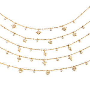 Ensemble de colliers superposés en zircon, pendentif étoile, cœur, croix, chaîne multi-brins, bijoux de mode pour femmes, cadeau - Product Image 5