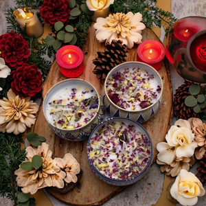 Ensemble <span class=keywords><strong>de</strong></span> bougies parfumées aux fleurs séchées Bougie votive en cire <span class=keywords><strong>de</strong></span> soja sur le thème des fêtes dans une boîte en métal pour la Saint-Valentin - Product Image 2