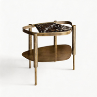 Table basse convertible minimaliste en acier au carbone et pierre naturelle sur mesure
