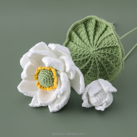 Lot de fleurs artificielles en fil tricoté, décoration florale, cadeau du Nouvel An pour les enseignants, fleurs de lotus au crochet faites à la main