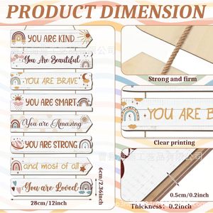 <b>Wooden</b> inspirational wall decoration for a cross-border teenage girl's bedroom, featuring a princess, butterfly, and <b>rainbow</b> - Product Image 4