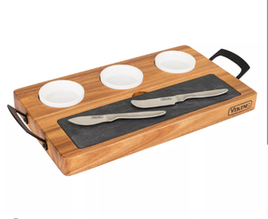 Tabla de Cortar de Madera de Acacia, Rectangular, 2 cm de Grosor, Incluye Tazas de Salsa de Cerámica, Tabla de Quesos - Product Image 6