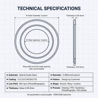 Disque d'encodeur de moteur personnalisé D5-280mm, disque optique de photolithographie haute précision, plaque de verre multicouche à 90 % de transmittance