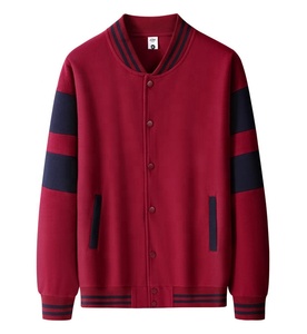 Chaquetas universitarias de algodón unisex Logotipo de diseñador personalizado abrigo de béisbol informal de otoño al por mayor chaqueta de Letterman diseño de rayas con cremallera - Product Image 3