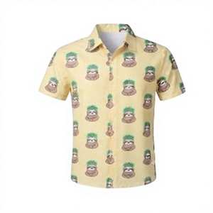 เสื้อเชิ้ตฮาวายแขนสั้นลายดอกไม้พิมพ์ลายสับปะรดการ์ตูนสำหรับผู้ชาย เสื้อผ้าฤดูร้อนระบายอากาศได้ดี ปกคอพับ พิมพ์ลายดิจิทัล - Product Image 1